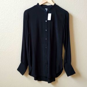 NWT GAP Black tunic top blouse long cuffed sleeve S